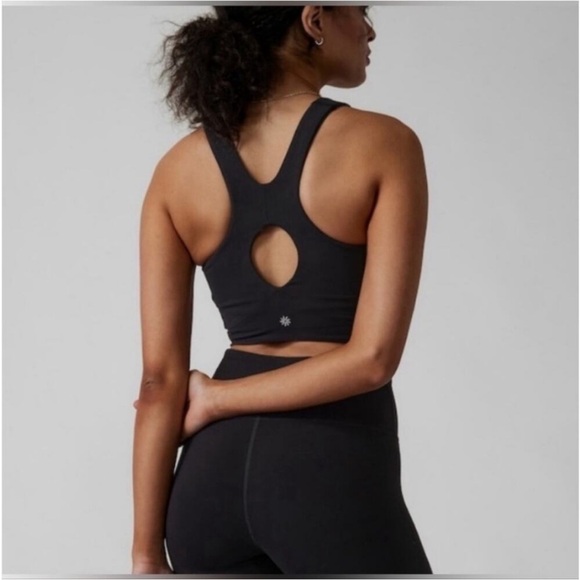 Athleta Black Cut-Out Sports Bra Size Small - Picture 2 of 5